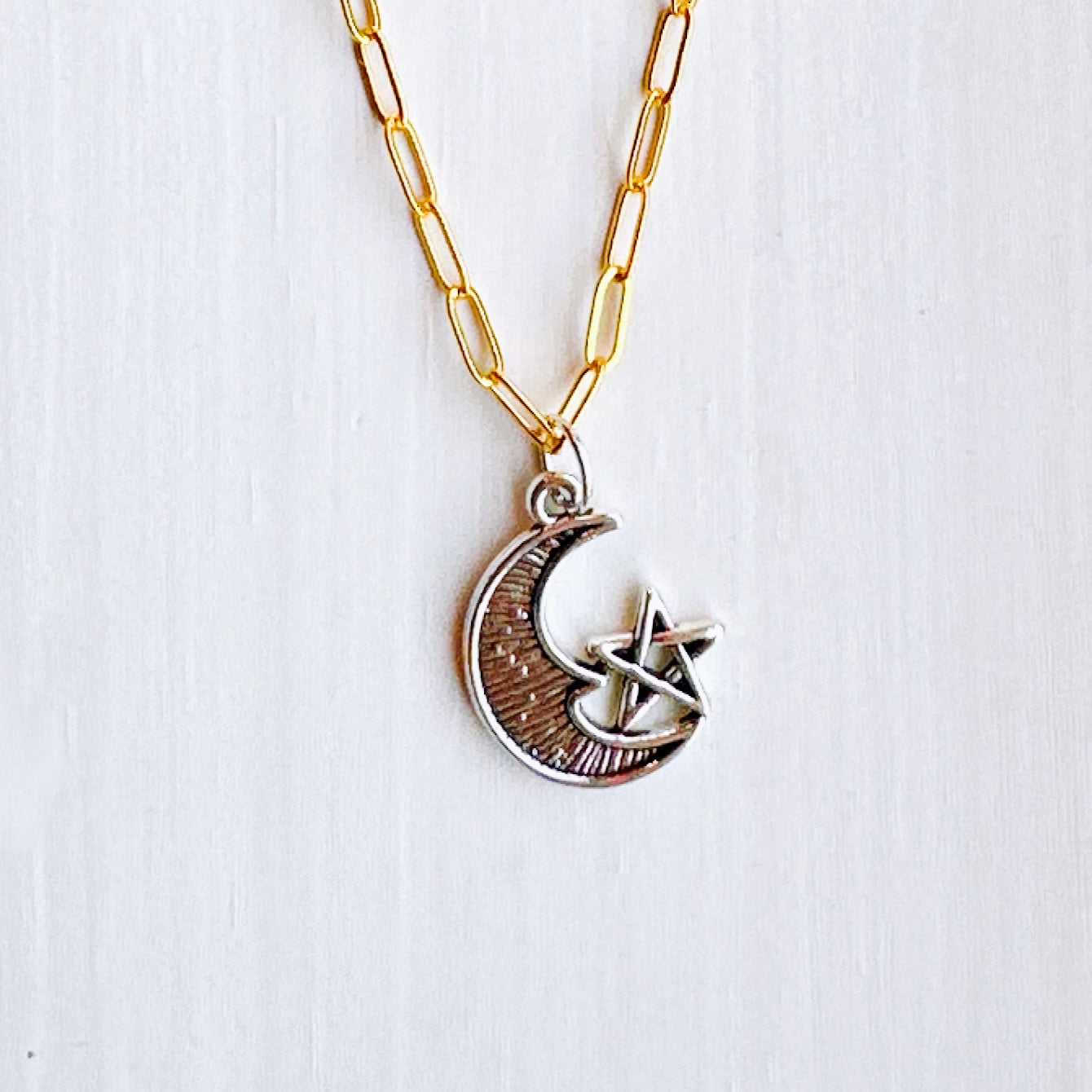 Crescent Moon & Star Pendant Necklace