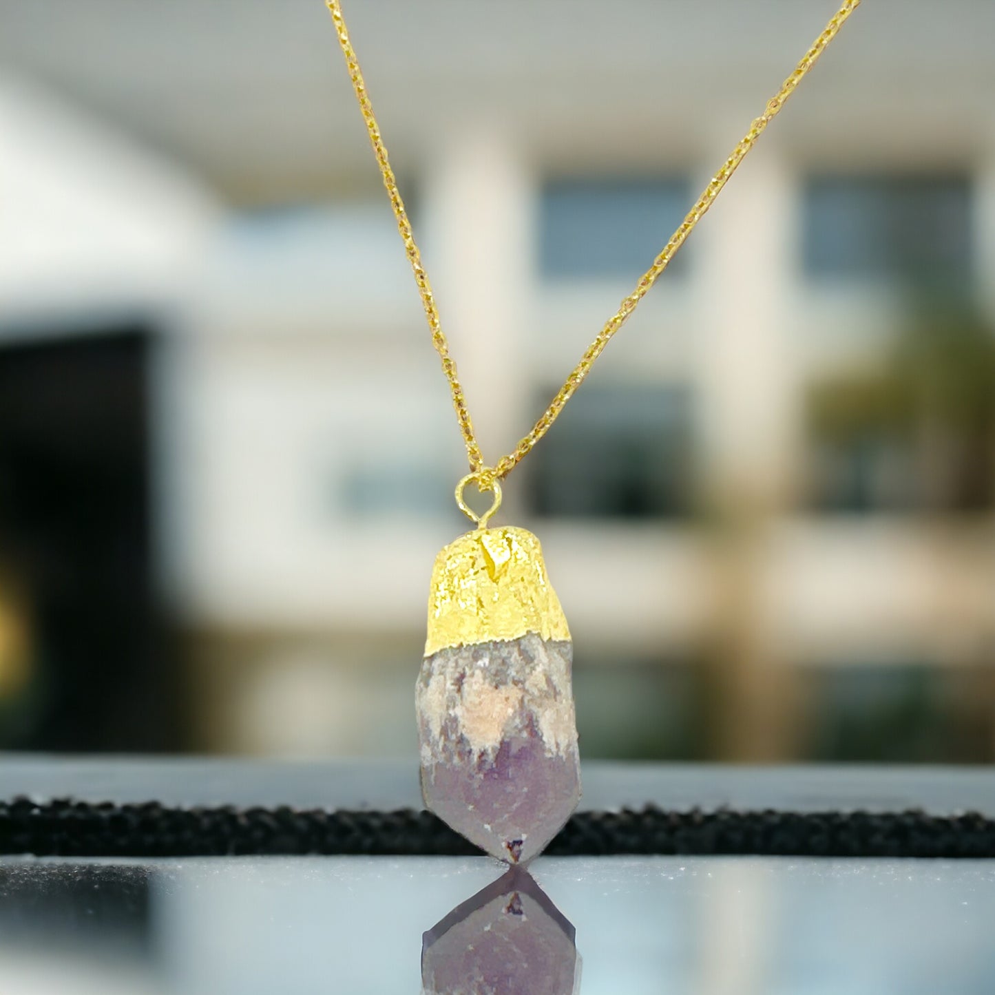 Natural Amethyst Raw Stone Pendant Necklace
