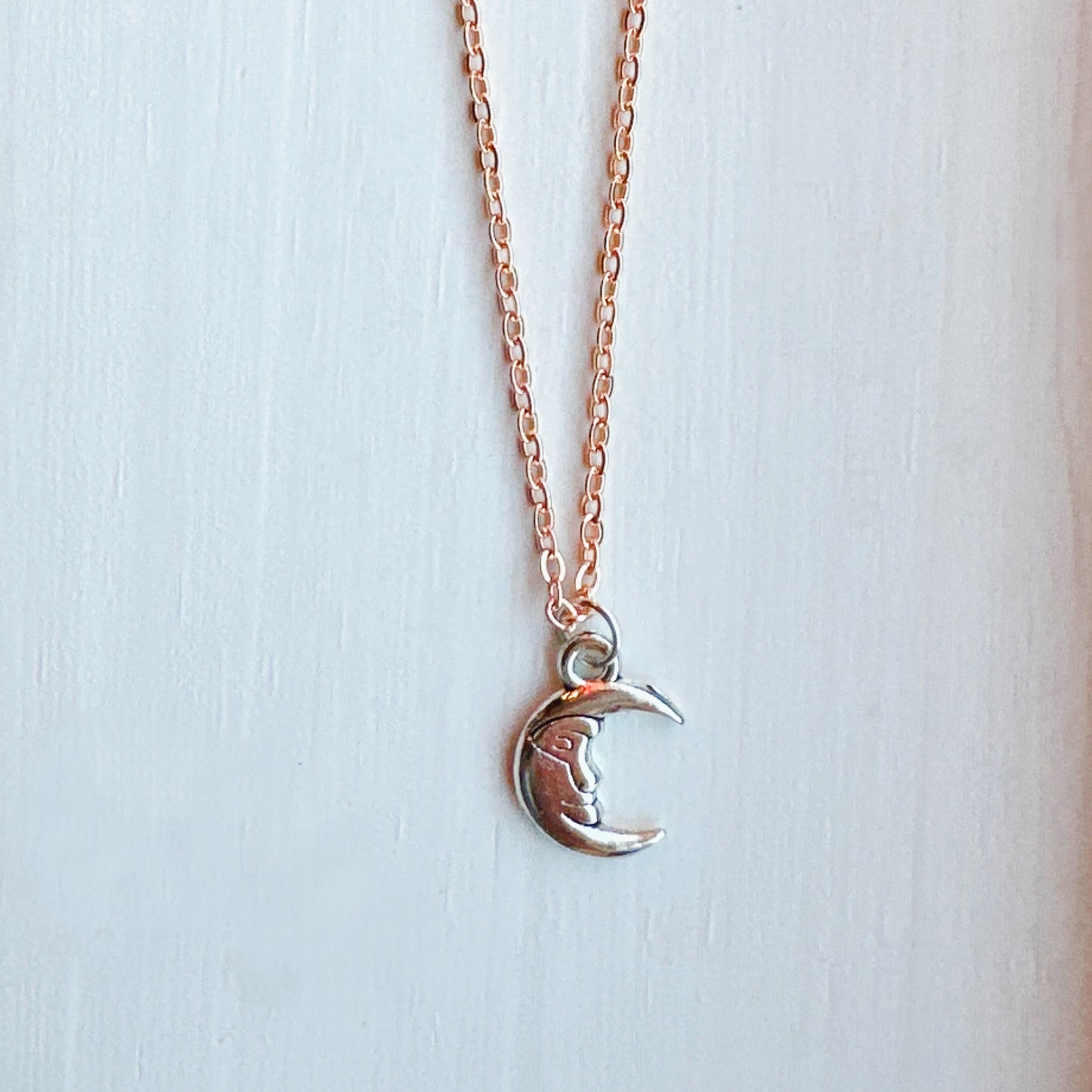 Sleeping Crescent Moon Pendant Necklace
