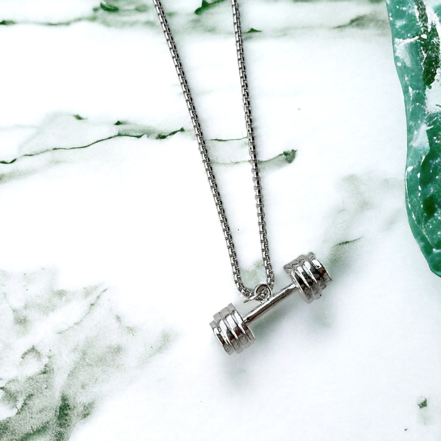 Silver Dumbbell Pendant Necklace