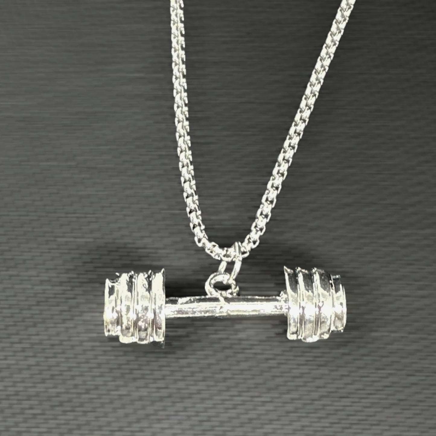 Silver Dumbbell Pendant Necklace