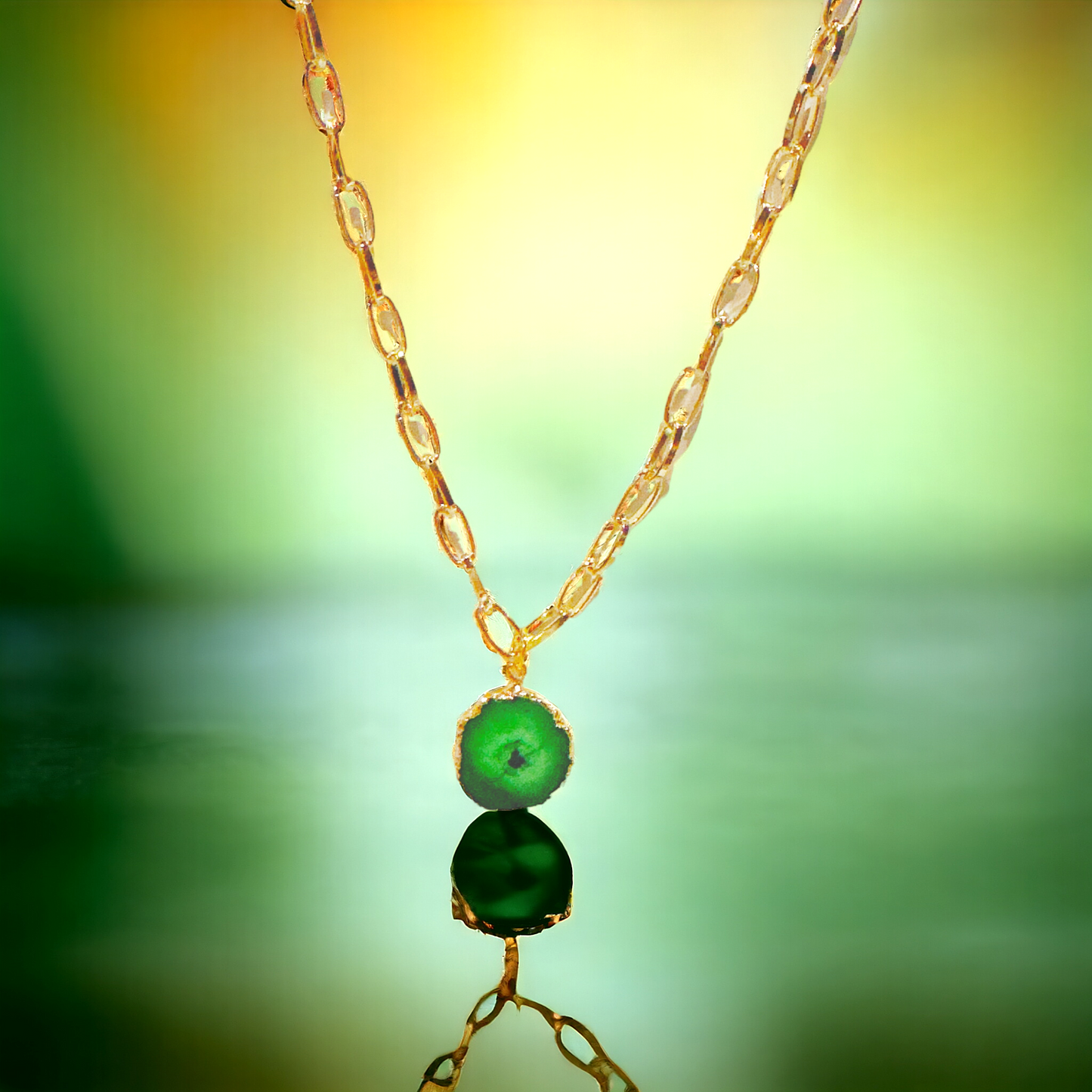 Green Agate Pendant Necklace