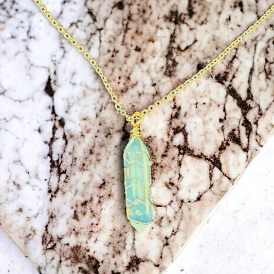 Opalite Gold Wire Hexa Necklace