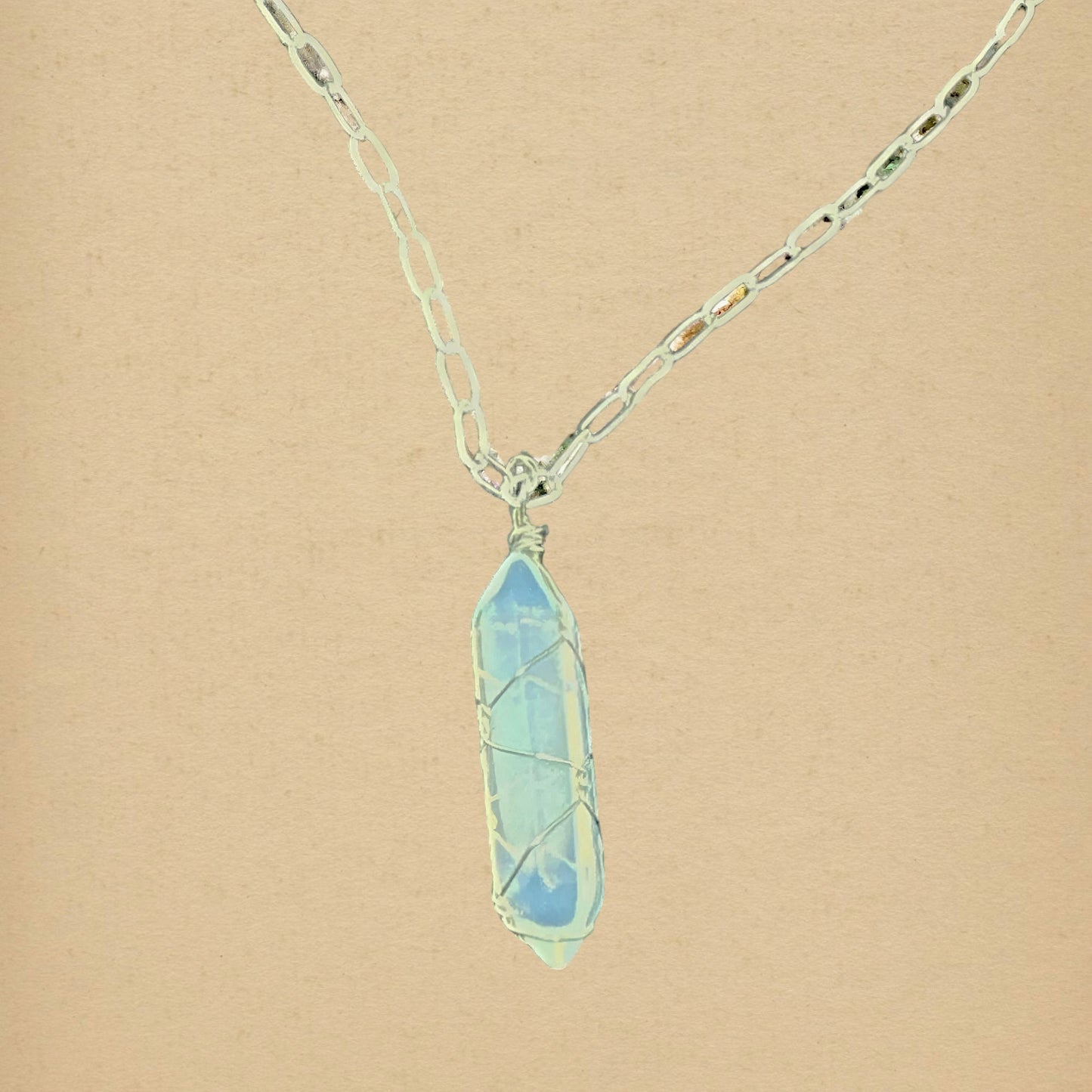 Opalite Silver Wire Hexa Necklace