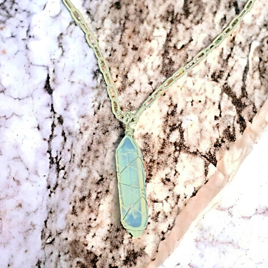 Opalite Silver Wire Hexa Necklace